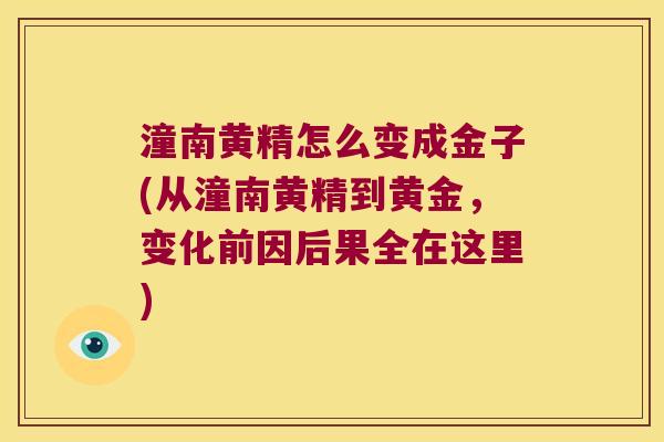 潼南黄精怎么变成金子(从潼南黄精到黄金,变化前因后果全在这里) 潼南黄精怎么变成金子(从潼南黄精到黄金,变化前因后果全在这里)
