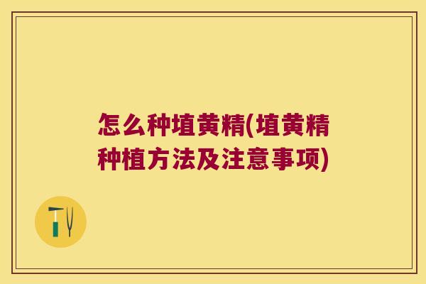 怎么种埴黄精(埴黄精种植方法及注意事项)