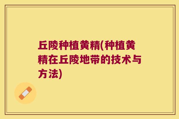 丘陵种植黄精(种植黄精在丘陵地带的技术与方法) 丘陵种植黄精(种植黄精在丘陵地带的技术与方法)
