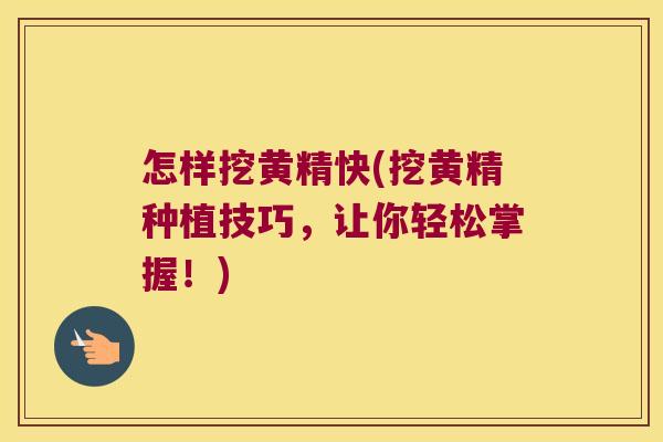 怎样挖黄精快(挖黄精种植技巧,让你轻松掌握!) 怎样挖黄精快(挖黄精种植技巧,让你轻松掌握!)
