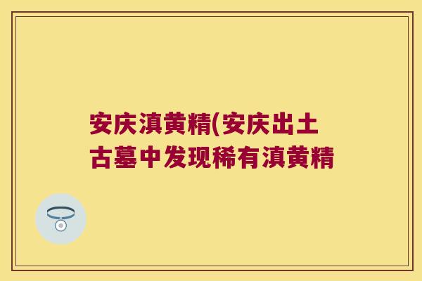 安庆滇黄精(安庆出土古墓中发现稀有滇黄精 安庆滇黄精(安庆出土古墓中发现稀有滇黄精