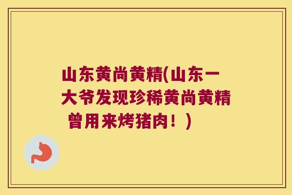 山东黄尚黄精(山东一大爷发现珍稀黄尚黄精 曾用来烤猪肉!) 山东黄尚黄精(山东一大爷发现珍稀黄尚黄精 曾用来烤猪肉!)