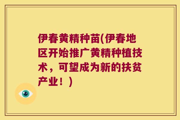 伊春黄精种苗(伊春地区开始推广黄精种植技术，可望成为新的扶贫产业！)