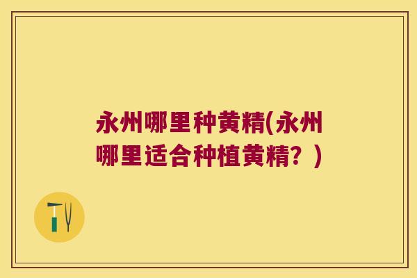 永州哪里种黄精(永州哪里适合种植黄精？)
