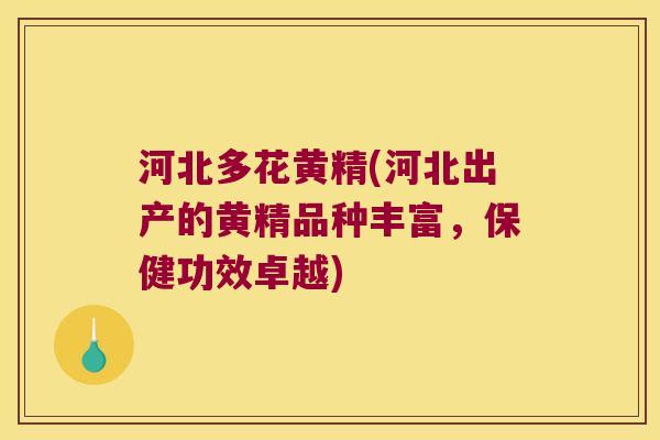 河北多花黄精(河北出产的黄精品种丰富，保健功效卓越)
