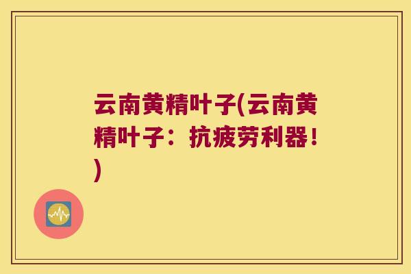 云南黄精叶子(云南黄精叶子：利器！)