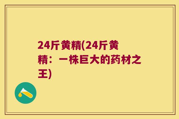 24斤黄精(24斤黄精：一株巨大的药材之王)
