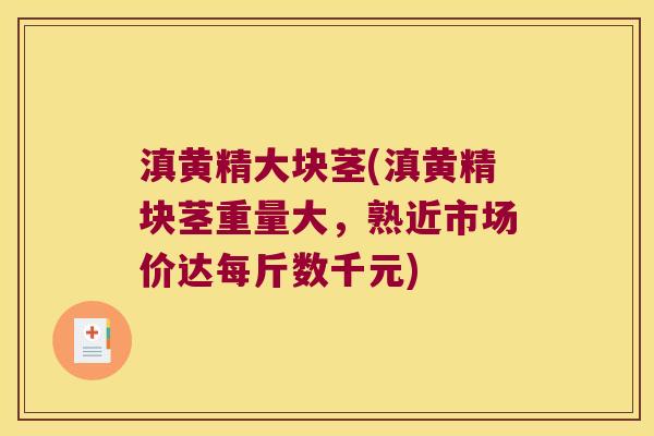 滇黄精大块茎(滇黄精块茎重量大，熟近市场价达每斤数千元)