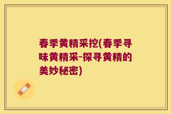 春季黄精采挖(春季寻味黄精采-探寻黄精的美妙秘密)