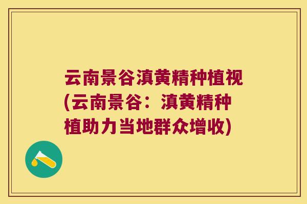 云南景谷滇黄精种植视(云南景谷：滇黄精种植助力当地群众增收)