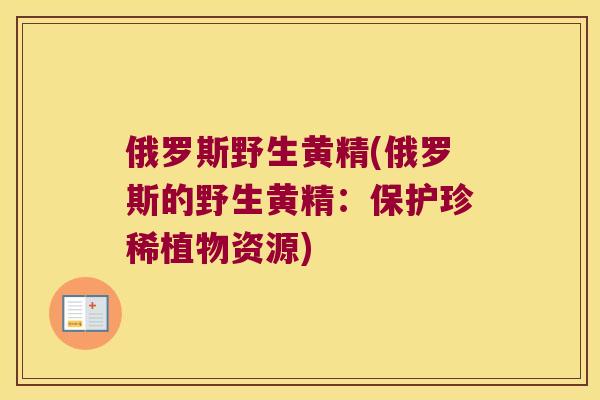 俄罗斯野生黄精(俄罗斯的野生黄精：保护珍稀植物资源)