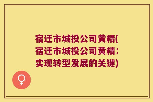 宿迁市城投公司黄精(宿迁市城投公司黄精：实现转型发展的关键)