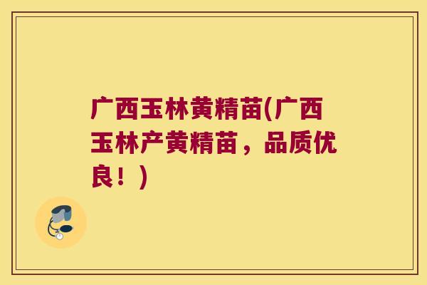 广西玉林黄精苗(广西玉林产黄精苗，品质优良！)