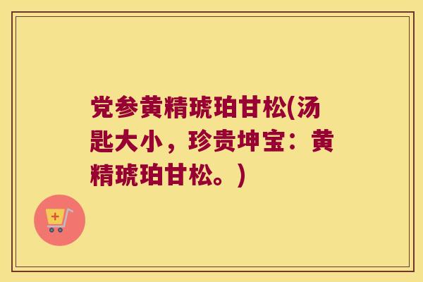 党参黄精琥珀甘松(汤匙大小，珍贵坤宝：黄精琥珀甘松。)