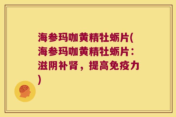 海参玛咖黄精牡蛎片(海参玛咖黄精牡蛎片：滋阴补，提高力)