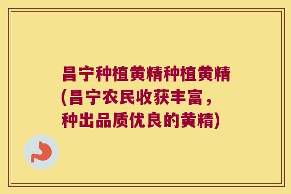 昌宁种植黄精种植黄精(昌宁农民收获丰富，种出品质优良的黄精)