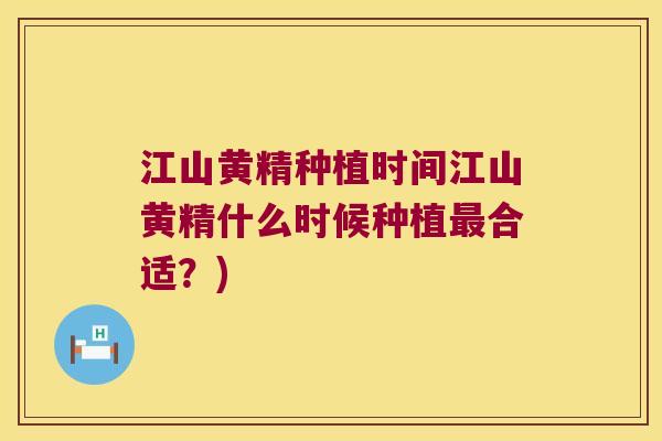 江山黄精种植时间江山黄精什么时候种植合适？)