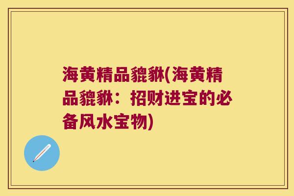 海黄精品貔貅(海黄精品貔貅：招财进宝的必备风水宝物)