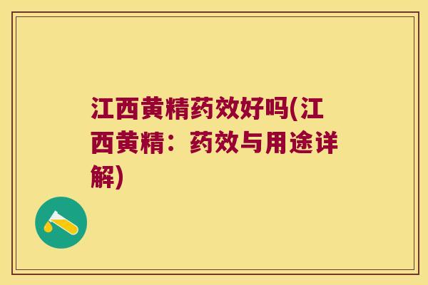 江西黄精好吗(江西黄精：与用途详解)