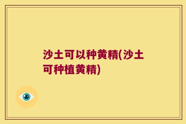 沙土可以种黄精(沙土可种植黄精)