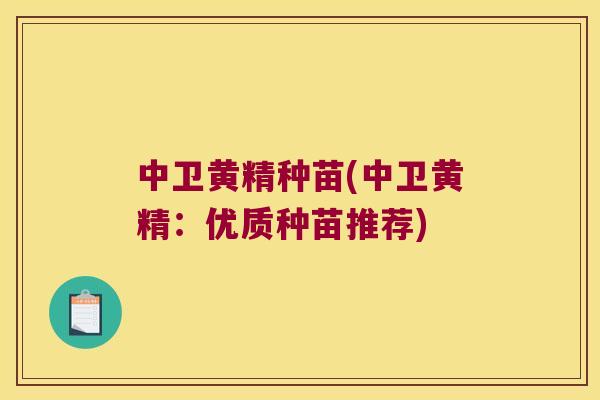 中卫黄精种苗(中卫黄精：优质种苗推荐)