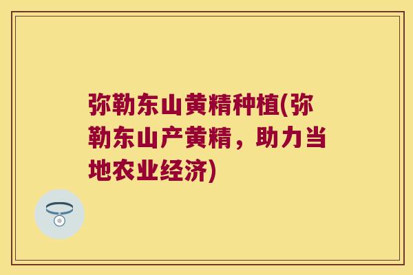 弥勒东山黄精种植(弥勒东山产黄精,助力当地农业经济) 弥勒东山黄精种植(弥勒东山产黄精,助力当地农业经济)