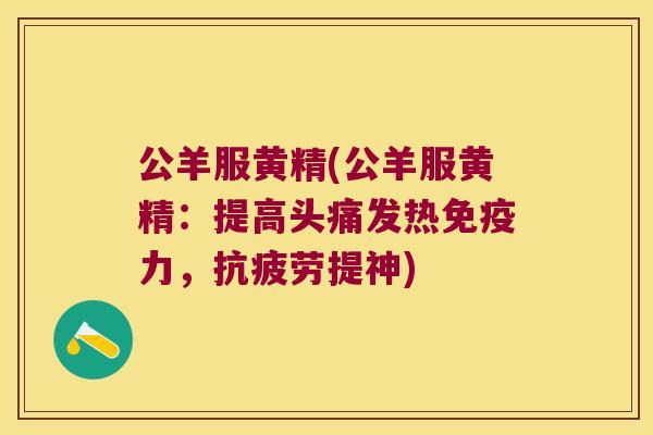 公羊服黄精(公羊服黄精：提高头痛发热力，提神)