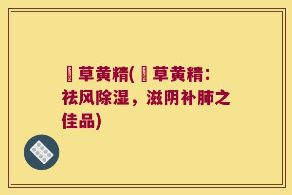 枹草黄精(枹草黄精:祛风除湿,滋阴补之佳品) 枹草黄精(枹草黄精:祛风除湿,滋阴补之佳品)