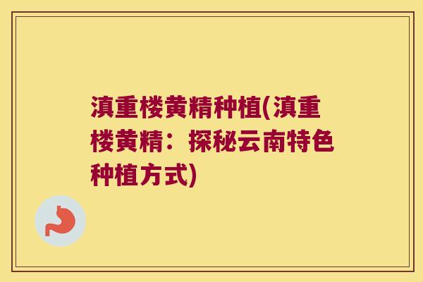 滇重楼黄精种植(滇重楼黄精：探秘云南特色种植方式)