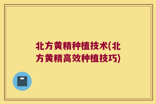北方黄精种植技术(北方黄精高效种植技巧) 北方黄精种植技术(北方黄精高效种植技巧)