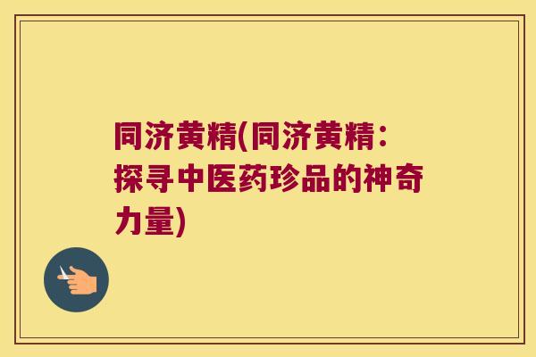 同济黄精(同济黄精：探寻中医药珍品的神奇力量)