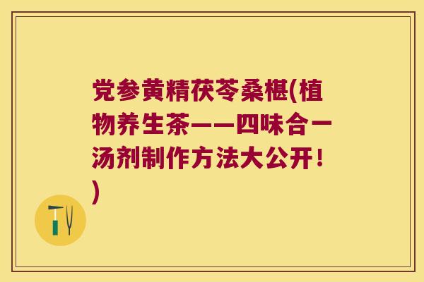 党参黄精茯苓桑椹(植物养生茶——四味合一汤剂制作方法大公开！)