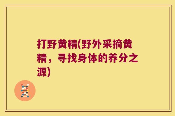 打野黄精(野外采摘黄精,寻找身体的养分之源) 打野黄精(野外采摘黄精,寻找身体的养分之源)