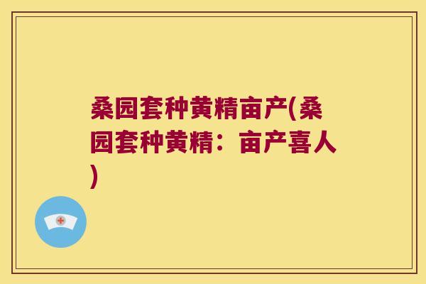 桑园套种黄精亩产(桑园套种黄精:亩产喜人) 桑园套种黄精亩产(桑园套种黄精:亩产喜人)
