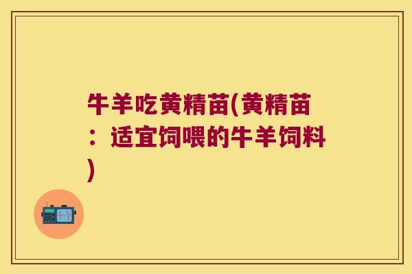 牛羊吃黄精苗(黄精苗：适宜饲喂的牛羊饲料)