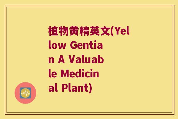 植物黄精英文(Yellow Gentian A Valuable Medicinal Plant) 植物黄精英文(Yellow Gentian A Valuable Medicinal Plant)