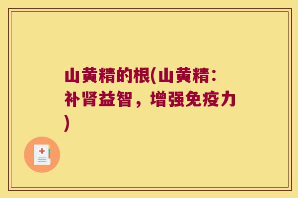 山黄精的根(山黄精:补益智,增强力) 山黄精的根(山黄精:补益智,增强力)