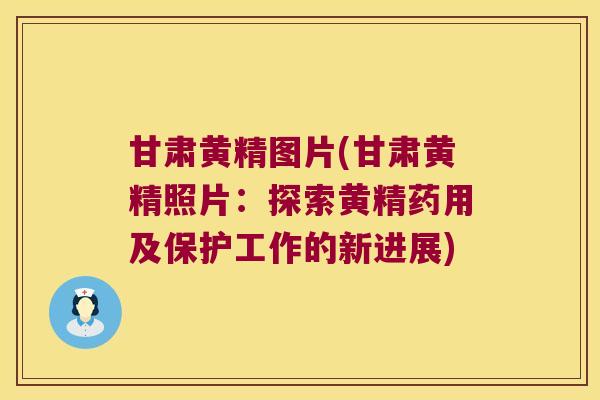 甘肃黄精图片(甘肃黄精照片：探索黄精药用及保护工作的新进展)