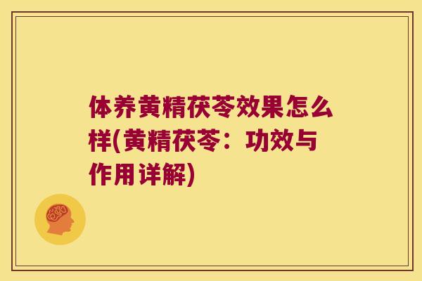 体养黄精茯苓效果怎么样(黄精茯苓:功效与作用详解) 体养黄精茯苓效果怎么样(黄精茯苓:功效与作用详解)