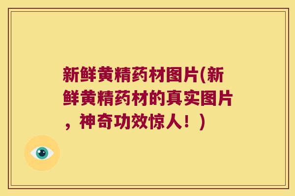 新鲜黄精药材图片(新鲜黄精药材的真实图片，神奇功效惊人！)