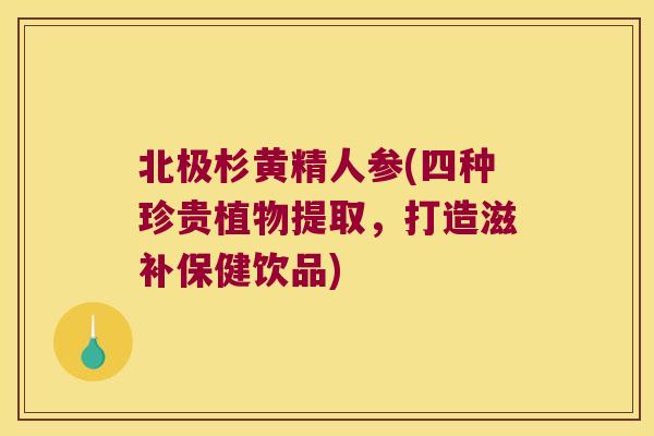 北极杉黄精人参(四种珍贵植物提取，打造滋补保健饮品)