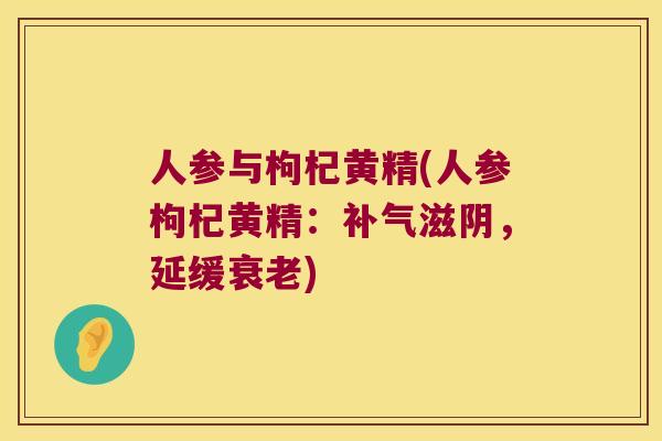 人参与枸杞黄精(人参枸杞黄精:滋阴,延缓) 人参与枸杞黄精(人参枸杞黄精:滋阴,延缓)