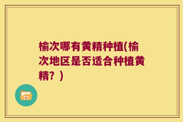 榆次哪有黄精种植(榆次地区是否适合种植黄精？)