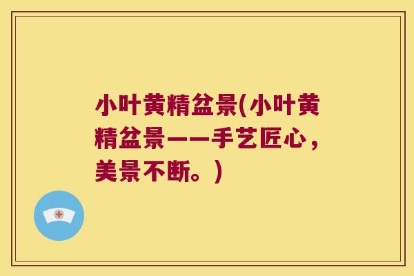 小叶黄精盆景(小叶黄精盆景——手艺匠心,美景不断。) 小叶黄精盆景(小叶黄精盆景——手艺匠心,美景不断。)