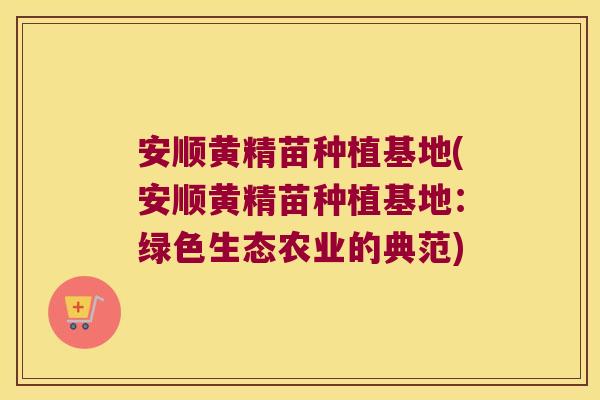 安顺黄精苗种植基地(安顺黄精苗种植基地：绿色生态农业的典范)