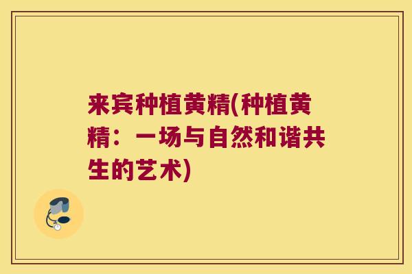 来宾种植黄精(种植黄精：一场与自然和谐共生的艺术)