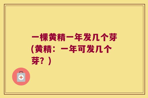 一棵黄精一年发几个芽(黄精：一年可发几个芽？)