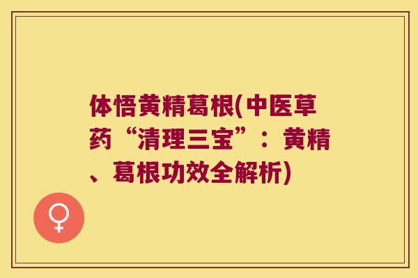 体悟黄精葛根(中医草药“清理三宝”:黄精、葛根功效全解析) 体悟黄精葛根(中医草药“清理三宝”:黄精、葛根功效全解析)