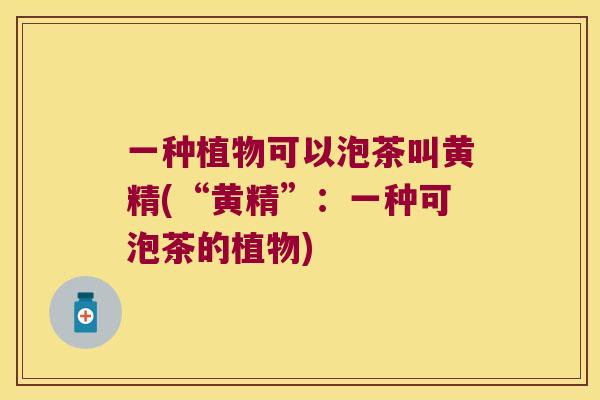 一种植物可以泡茶叫黄精(“黄精”：一种可泡茶的植物)