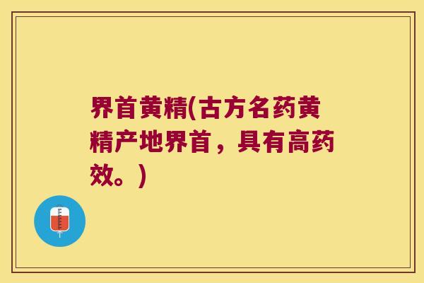 界首黄精(古方名药黄精产地界首，具有高。)